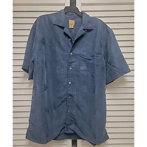 Jos. A Bank Blue Palm Hawaiian Design Button Down Casual Men's Shirt SZ M Modal